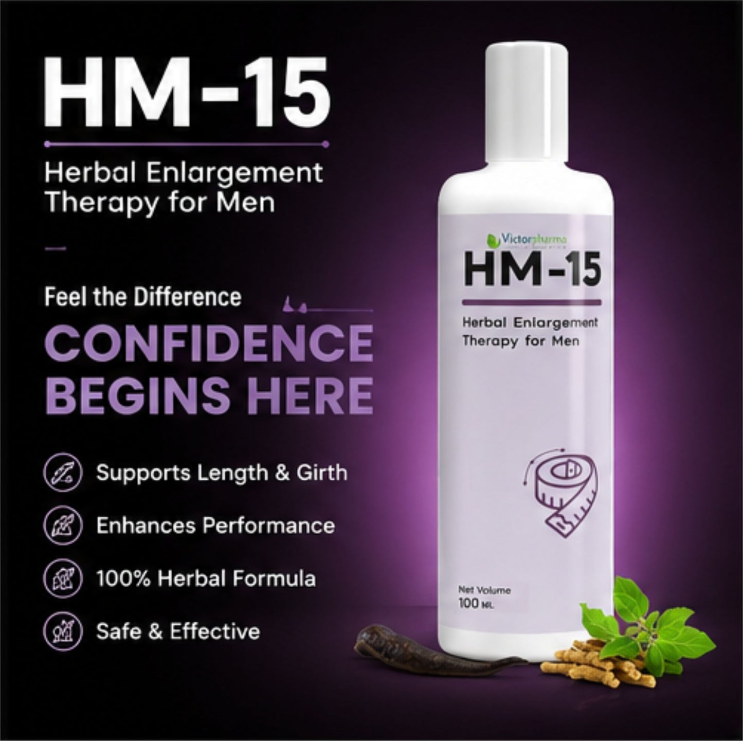 HM-15 Men’s Herbal Enhancement Oil | Male Personal Care Oil | 100 ml.