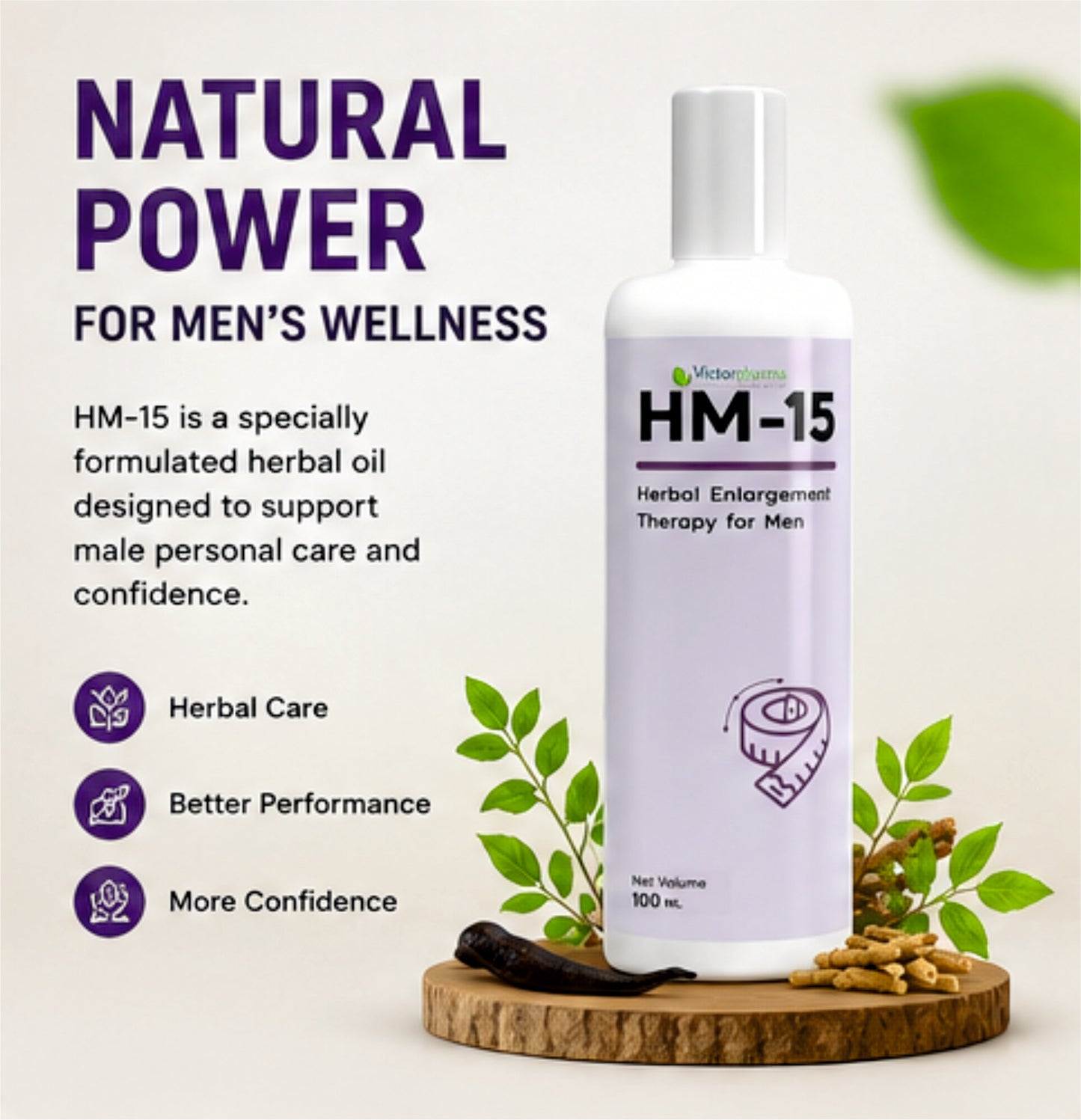 HM-15 Men’s Herbal Enhancement Oil | Male Personal Care Oil | 100 ml.