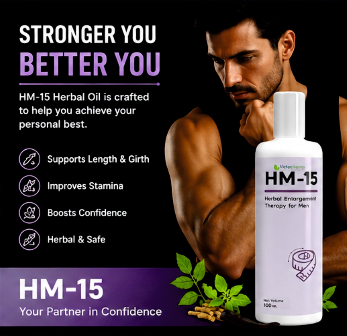 HM-15 Men’s Herbal Enhancement Oil | Male Personal Care Oil | 100 ml.
