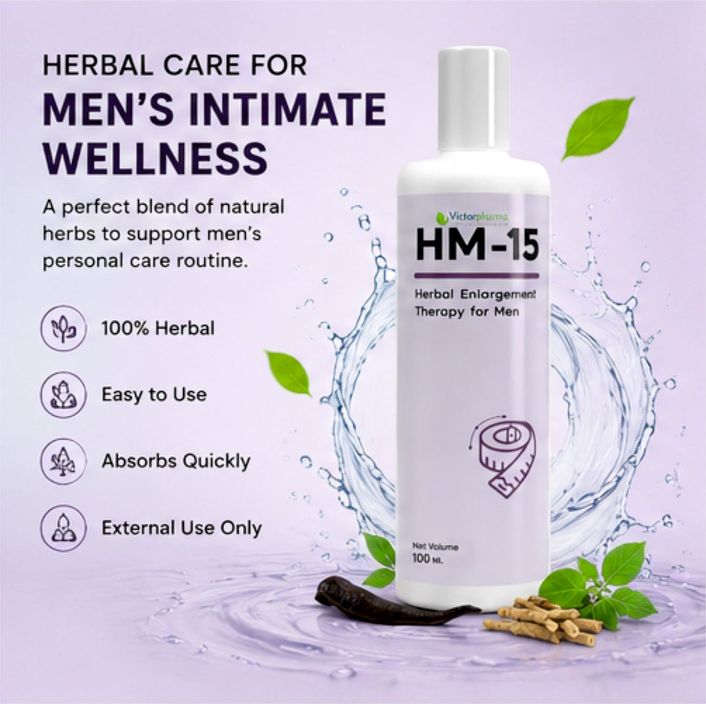 HM-15 Men’s Herbal Enhancement Oil | Male Personal Care Oil | 100 ml.