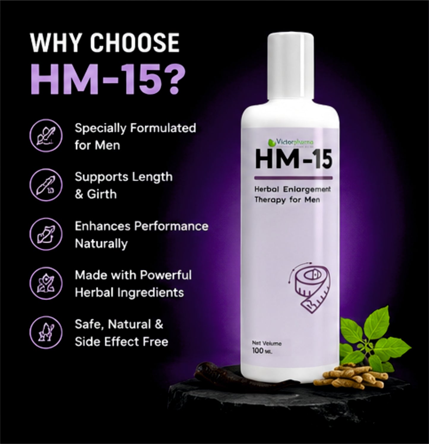 HM-15 Men’s Herbal Enhancement Oil | Male Personal Care Oil | 100 ml.