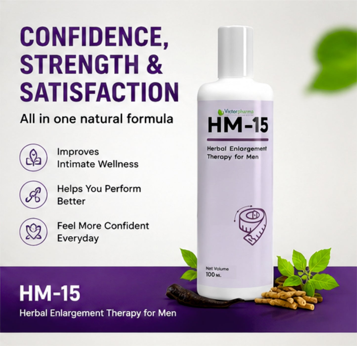 HM-15 Men’s Herbal Enhancement Oil | Male Personal Care Oil | 100 ml.